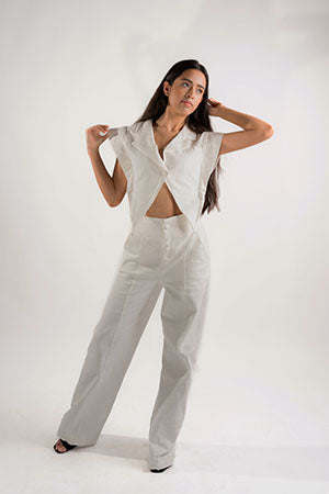 DENIM VEST JACKET AND PANTS SET - STRETCH