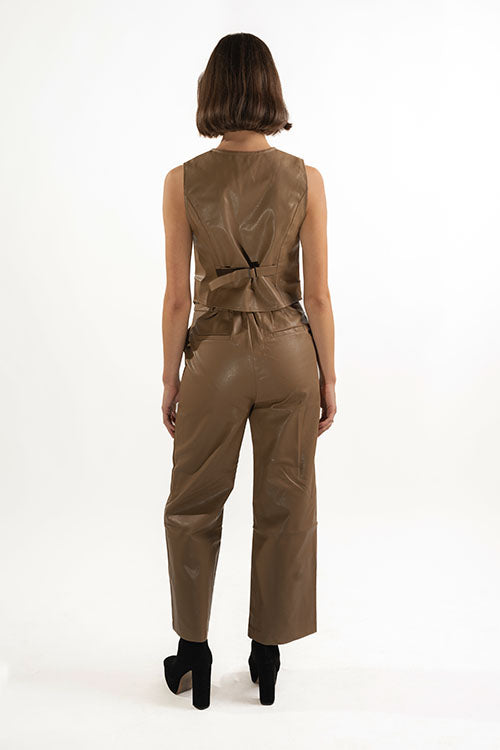 PANTS AND VEST FAUX LEATHER SET