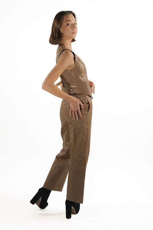 PANTS AND VEST FAUX LEATHER SET