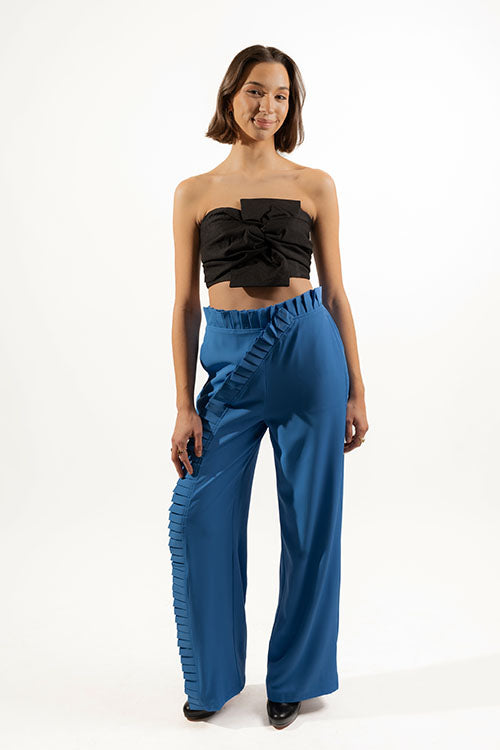 PLEATED LONG ELASTIC WAIST PANTS