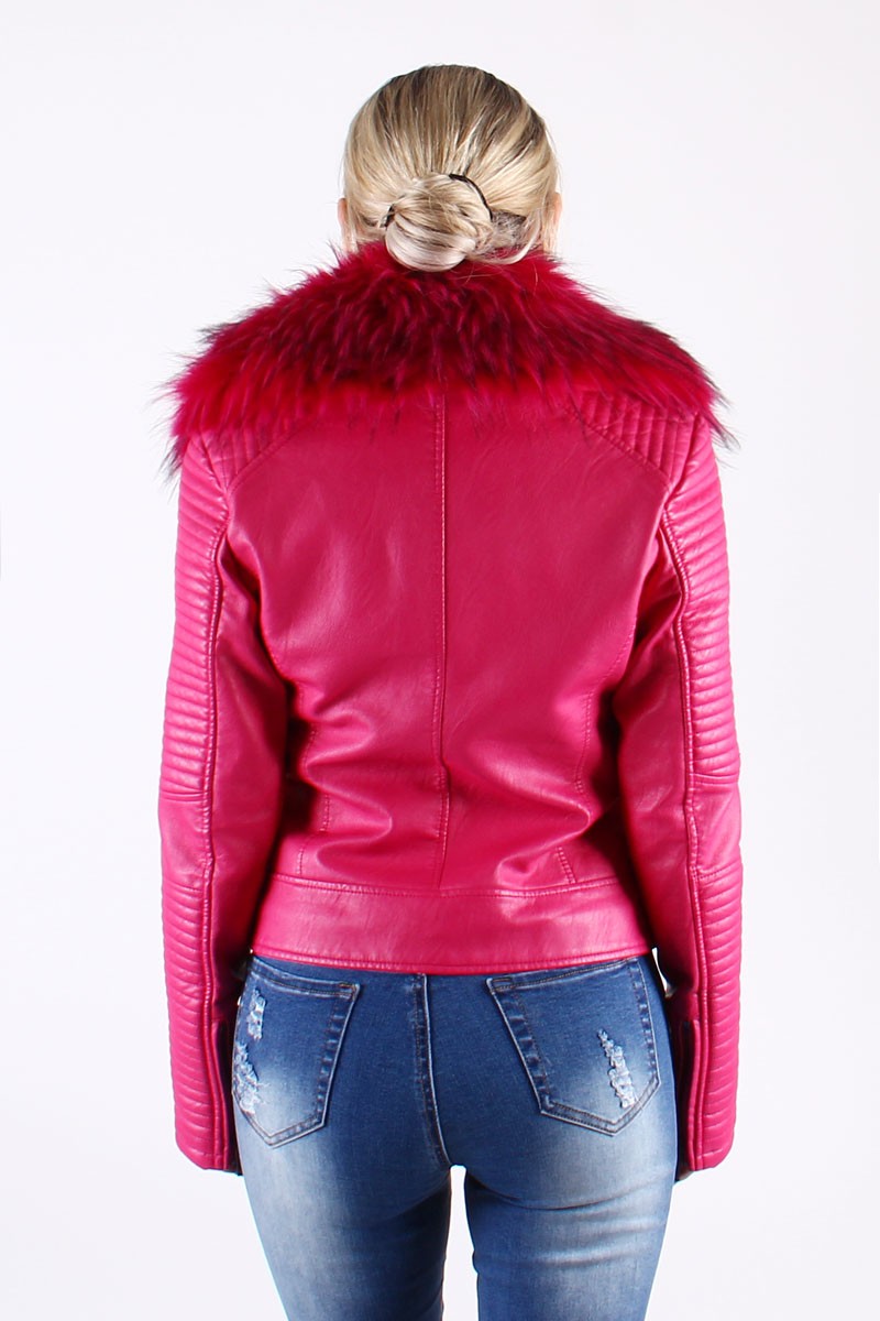 BIKER JACKET WITH FOX FUR