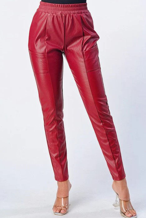 SUPER STRETCH FAUX LEATHER CIGARETTE PANTS