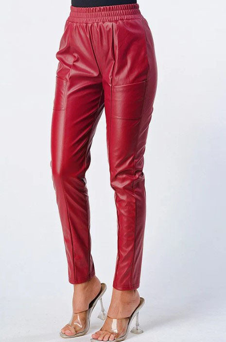 SUPER STRETCH FAUX LEATHER CIGARETTE PANTS
