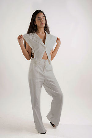 DENIM VEST JACKET AND PANTS SET - STRETCH