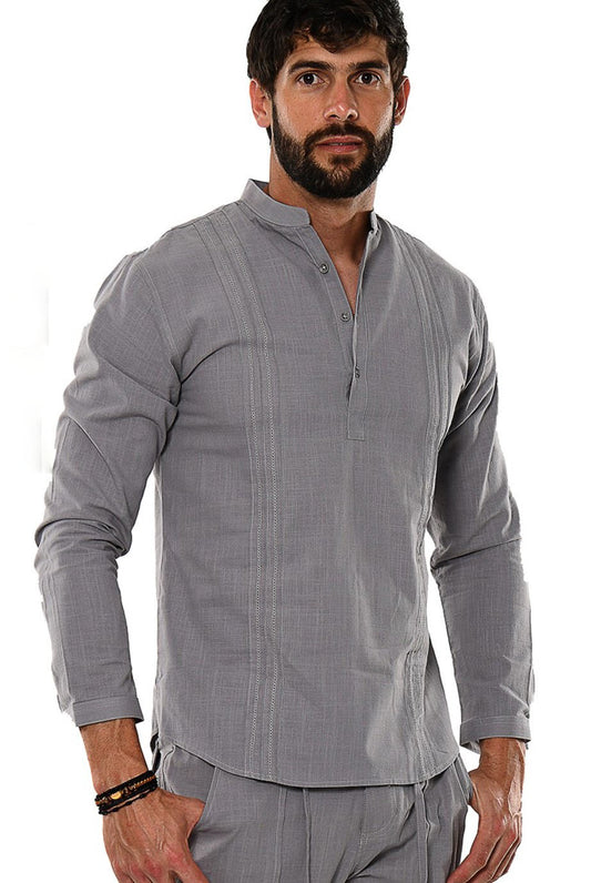 MANDARIN COLLAR SHIRT