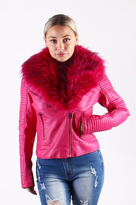 BIKER JACKET WITH FOX FUR