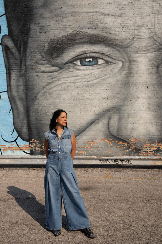 DENIM SLEEVELESS SHIRT JUMPSUIT